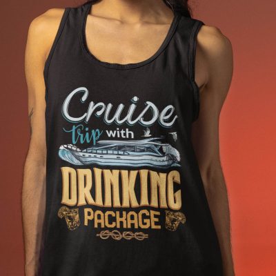 Alternative view of Cruise Trip With Drinking Package Cotton Tank Top Tee - Ladies Racerback Tank