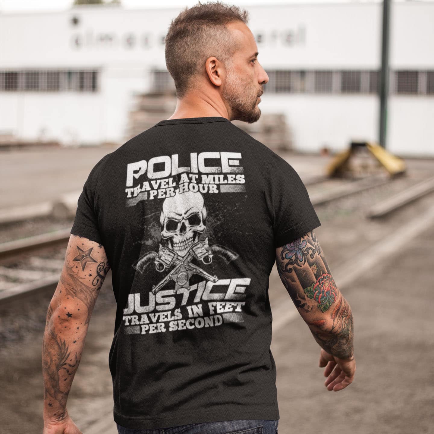 7VT. Police Travel At Miles back shirt mk1