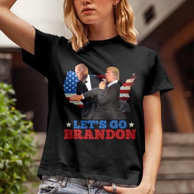 Alternative view of Let's Go Brandon Funny Trump Hits Biden Meme T-Shirt