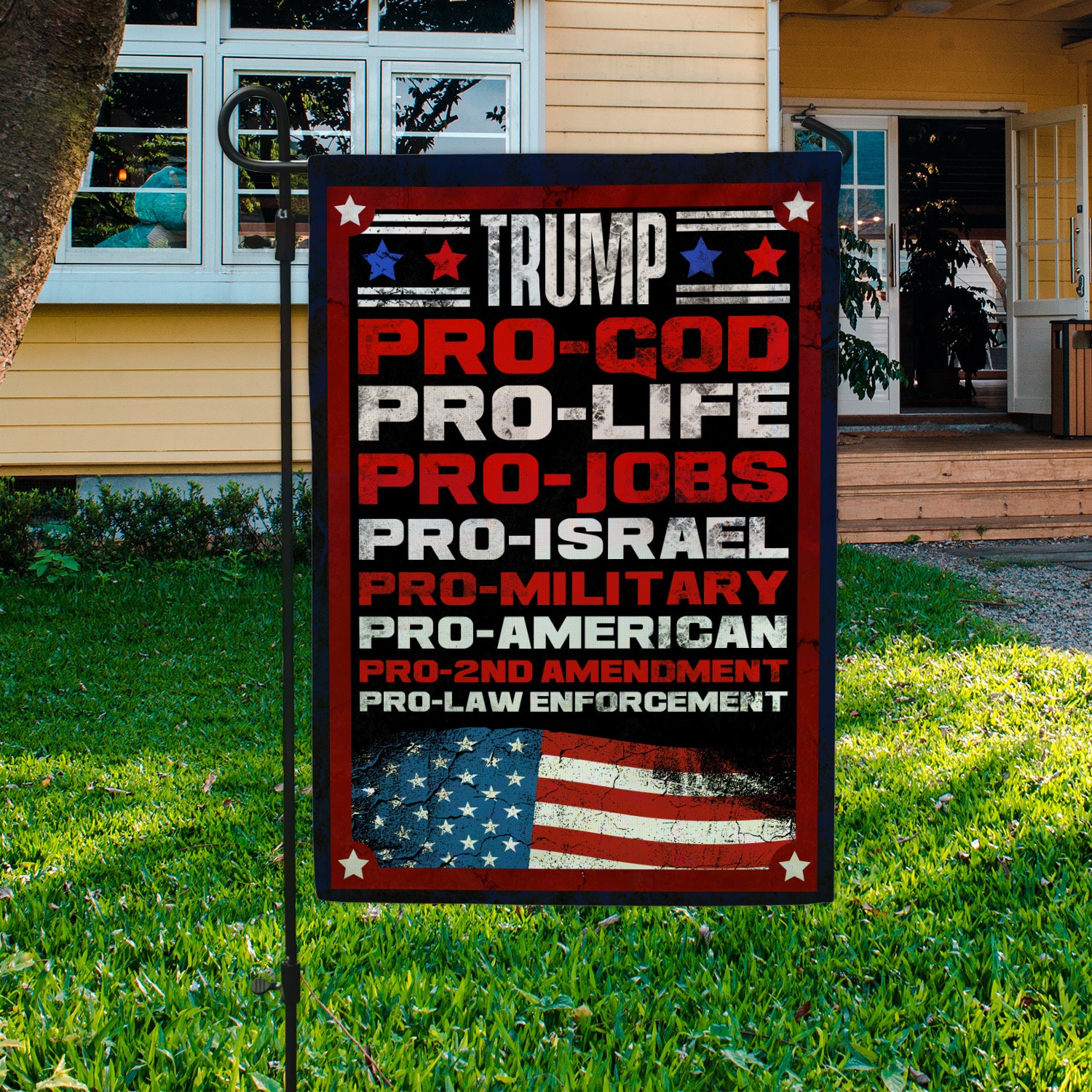 3O. Turmp Pro God (30x40) Garden Flag Mockup 3