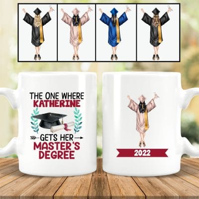 Alternative view of Personalized The One Where She Gets Her Degree Two Sided Coffee Mug - Graduation Gift For Her