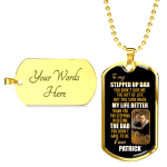 Personalized Photo To My Stepped Up Dad Thank You For Stepping Dog Tag Pendant Necklace