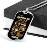 Personalized Photo To My Stepped Up Dad Thank You For Stepping Dog Tag Pendant Necklace