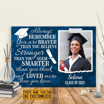 Alternative view of Personalized Always Remember You Are Braver Than You Believe Graduation Senior Canvas Prints - Unframed Poster