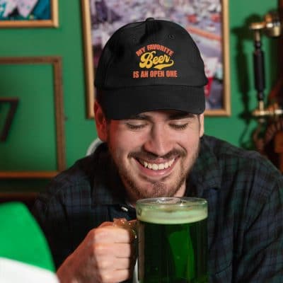 Alternative view of My Favorite Beer Is An Open One Funny Twill Cap - High-Profile Snapback Hat - Beer Lover Gifts