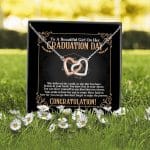 5VT_ Beautiful Girl On Her Graduation Day Interlocking Hearts Necklace 2