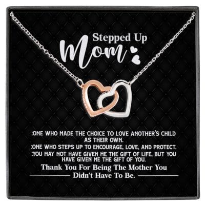 Stepped Up Mom One Who Made The Choice To Love Another's Child As Their Own Interlocking Hearts Pendant Necklace