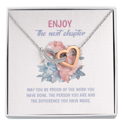 Enjoy the Next Chapter May You Be Proud of the Work You Have Done Interlocking Hearts Pendant Necklace - Graduation Gift