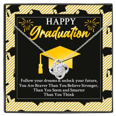 Happy Graduation Follow Your Dreams And Unlock Your Future Love Knot Pendant Necklace