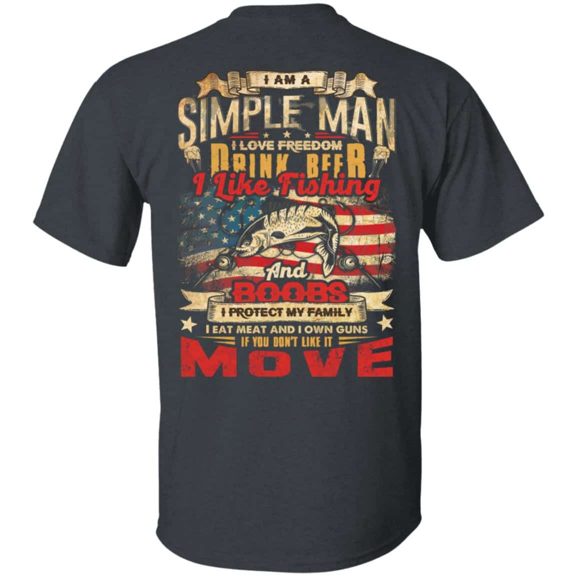 1VT. I Am A Simple Man I Like Fishing, Dark Heather, 1VT. I Am A Simple Man I Like Fishing, Dark Heather,