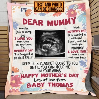 Personalized Photo Dear Mummy I May Be Just A Bump Happy Mother's Day Fleece Blanket - Sherpa Blanket