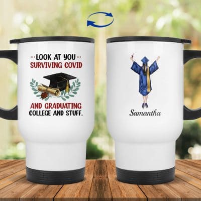 14 oz. White Travel Mug