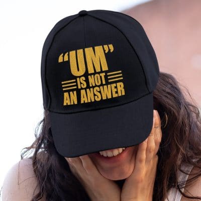Alternative view of Um Is Not An Answer Twill Cap - High-Profile Snapback Hat