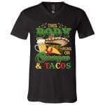3Th. Body Runs On Cervezas and tacos 3, Black, V-Neck T-Shirt