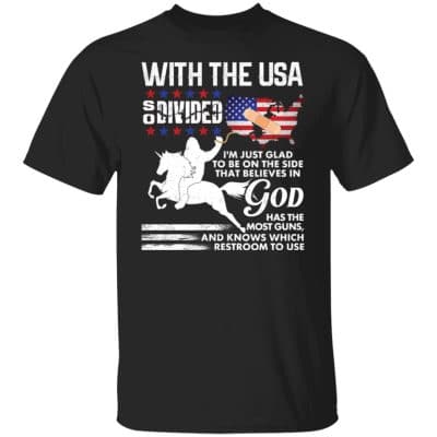 2VT. Bigfoot With The USA So Divided 3, Black, Unisex T-Shirt