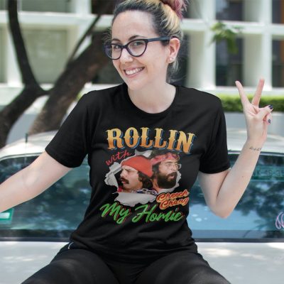 Alternative view of Rolling With My Homies Cheechchong Funny T-Shirt