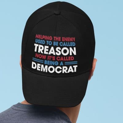 Helping the Enemy Used to Be Called Treason Anti Democrat Twill Cap - High-Profile Snapback Hat