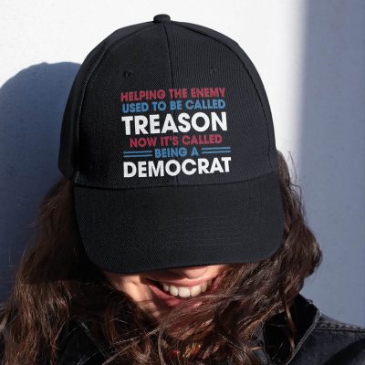 Alternative view of Helping the Enemy Used to Be Called Treason Anti Democrat Twill Cap - High-Profile Snapback Hat