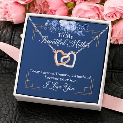 From Groom To My Beautiful Mother Today A Groom Tomorrow A Husband Forever Your Son Interlocking Hearts Pendant Necklace
