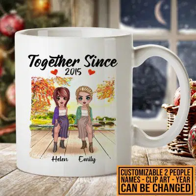 Together Since Best Friend Custom Mug - Best Friends Coffee Mug for Besties - Custom Best Friend Sister Mug for Women Girl