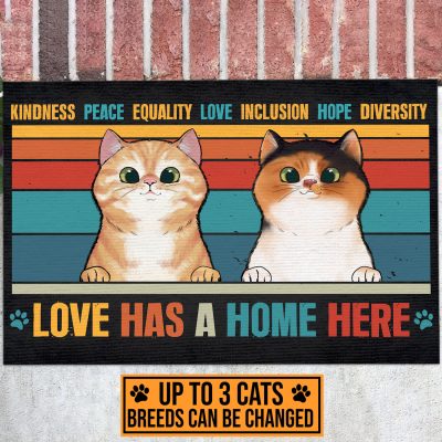 Alternative view of Personalized Cat Breeds Love Has A Home Here Kindness Peace Quality House Doormat - Outdoor Indoor Mat Decor