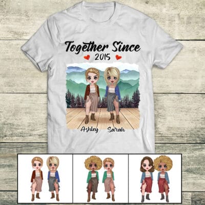 Alternative view of Together Since Best Friend Custom Shirt - Best Friends T-Shirt for Besties - Custom Best Friend Sister Shirt for Women Girl