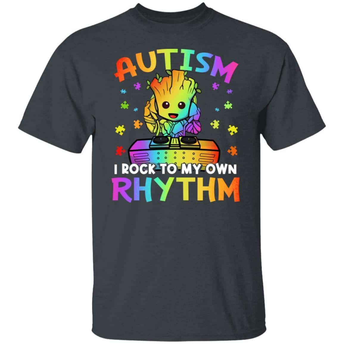 5VT. Groot Autism I Rock, Dark Heather,