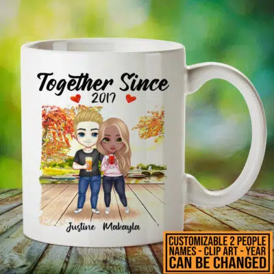Together Since Couple Standing Custom Mug - Valentines Day Coffee Mug for Couples - Couples Mug for Her and Him. Personalized Mugs for Couples