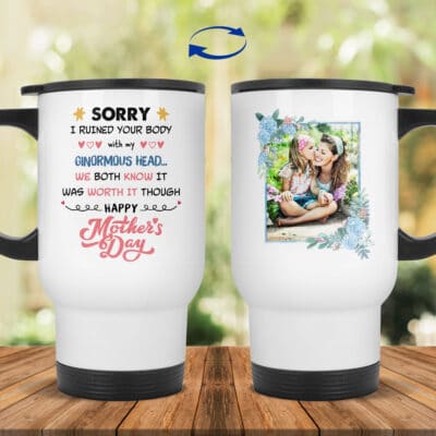 14 oz. White Travel Mug