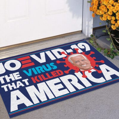 Alternative view of Joevid-19 The Virus That Killed America Funny Anti Biden Entrance Indoor Outdoor Decorative Doormat