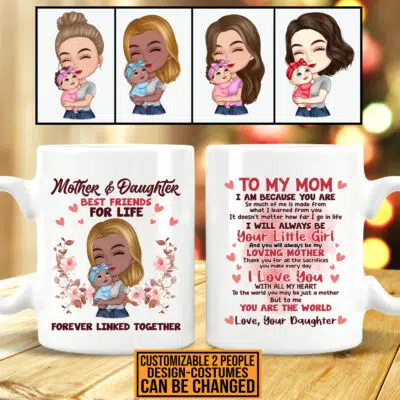 Mother And Daughter Best Friend For Life Mug - Accent Mug - Custom Clipart To My Mom Mug From Daughter Little Girl