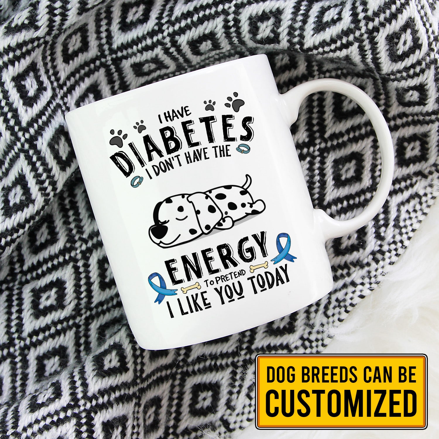 6VT. Dog Lying I Have Diabetes mug mk2