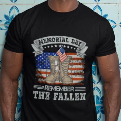 Alternative view of Memorial Day Remember The Fallen Veteran Military Vintage T-Shirt