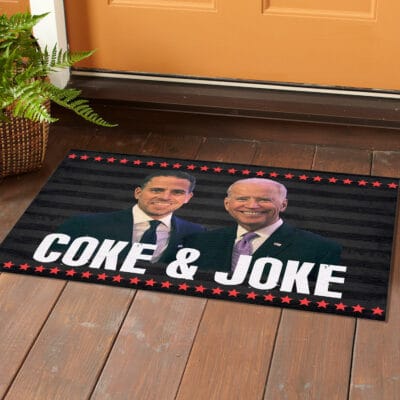 Alternative view of Biden Hunter Biden Coke And Joke Funny Anti Biden Entrance Indoor Outdoor Decorative Doormat