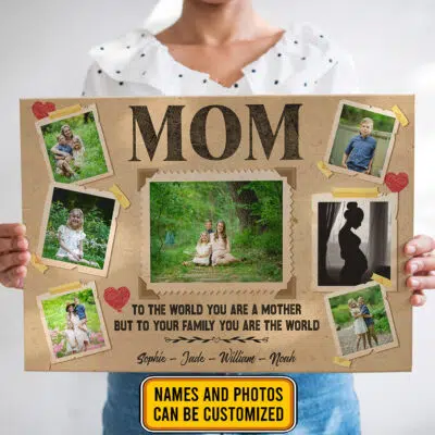 Custom Photo Mom To The World You Are A Mother But To Your Family Your Are The World Canvas Prints - Poster