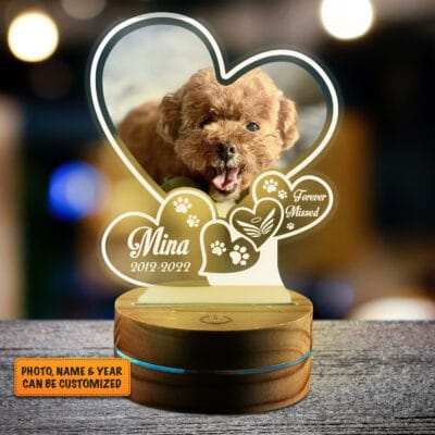 Custom Photo Dog Memorial Gifts Personalized Forever Missed Led Night Light Multi Color - Bedroom Decor