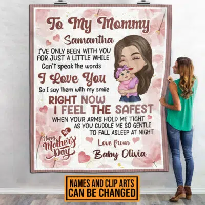 Alternative view of Personalized To My Mommy I've Only Been With You For Just A Little While First Mom Fleece Blanket - Throw Blanket