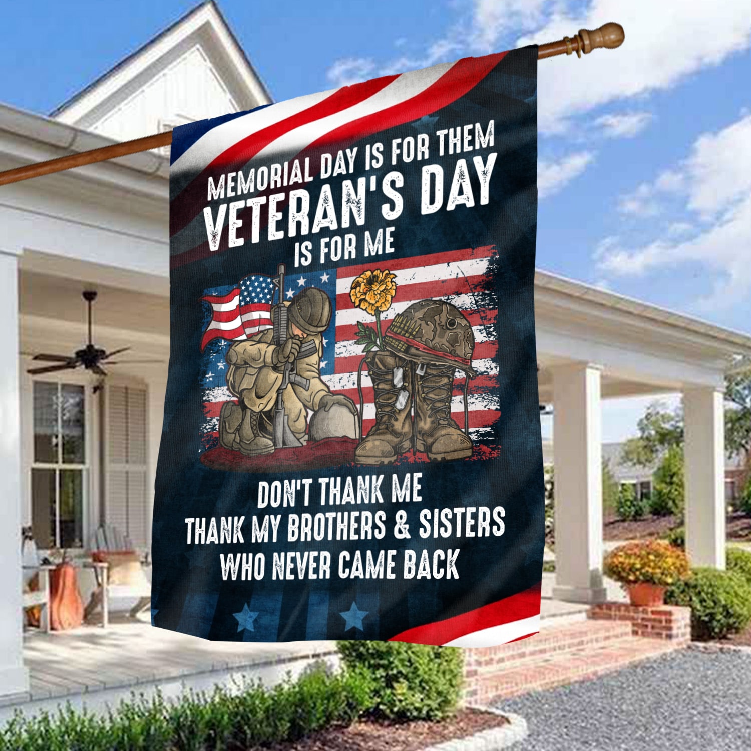2Th. Memorial Day Is For Them Flag (30x40) House Flag Mockup 3