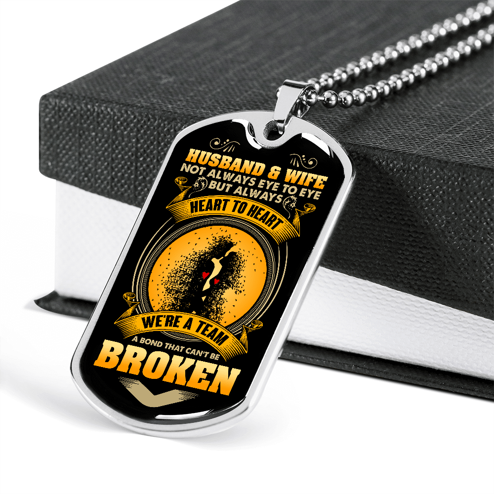 Husband And Wife Not Always Eye To Eye But We're A Team Couple Dog Tag Pendant Necklace Husband And Wife Not Always Eye To Eye But We're A Team Couple Dog Tag Pendant Necklace