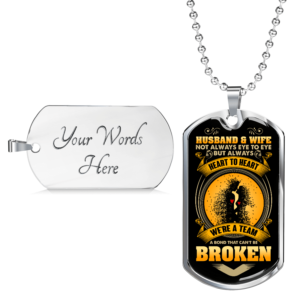 Husband And Wife Not Always Eye To Eye But We're A Team Couple Dog Tag Pendant Necklace Husband And Wife Not Always Eye To Eye But We're A Team Couple Dog Tag Pendant Necklace