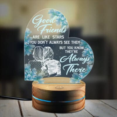 Good Friends Bestie Gifts for Her Night Light - Good Friends are Like Stars LED Light Gifts