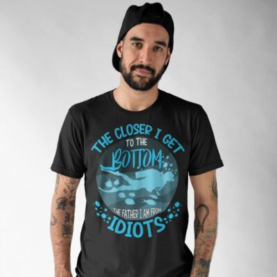 Alternative view of The Closer I Get To The Bottom The Father I Am From Idiots Scuba Diving T-Shirt - V-Neck Shirt