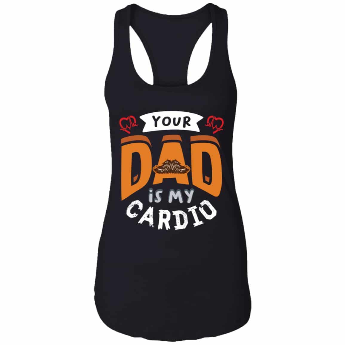 1O. My Cardio (Dad) 2, Black, Ladies Racerback Tank