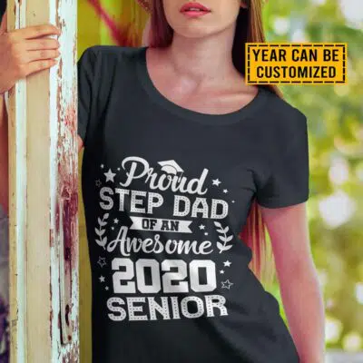 Alternative view of Proud Step Dad Of An Awesome Senior Personalized Year T-Shirt - V-V-Neck Shirt
