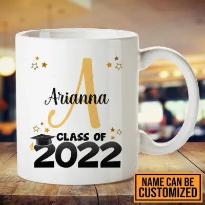 Personalized Name Class of 2022 Grad Present Inspirational High School College Masters Degree Monogram Mug - Accent Mug. Graduation Gifts for Him Her