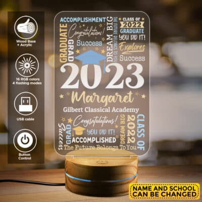 Personalized Name Class of 2023 Graduation Night Light - Graduation gifts for Her Him - Senior 2023 Customized Clipart Gifts