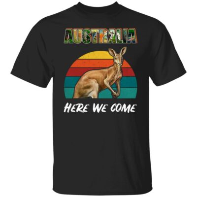 3. Australia Here We Come (Kangaroo) 5, Black, Unisex T-Shirt