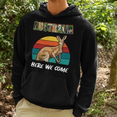 Alternative view of Australia Here We Come Funny Vintage T-Shirt - Hoodie - Sweatshirt - Australia Calling Tee