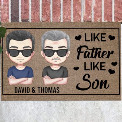 Alternative view of Personalized Like Father Like Son Funny Outdoor House Doormat - Custom Fathers Day Gift From Son