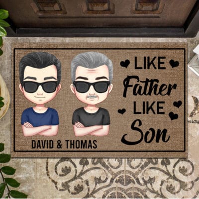 Personalized Like Father Like Son Funny Outdoor House Doormat - Custom Fathers Day Gift From Son